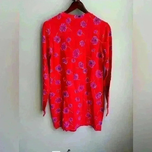 NWT Sanctuary Hem Detail Long Sleeve Red Floral Skimmer Dress Size Medium - Picture 7 of 7